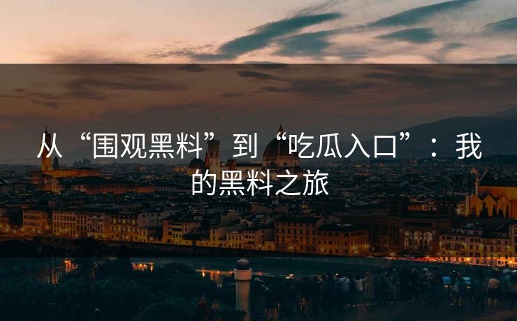 从“围观黑料”到“吃瓜入口”：我的黑料之旅  第1张